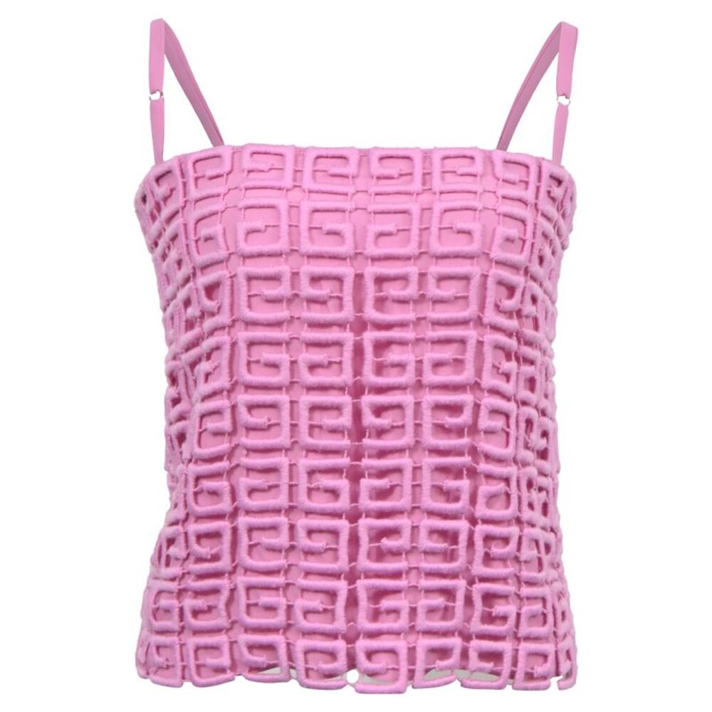 Givenchy Guipure 4g Camisole Blouse in Pink Wool